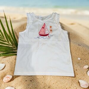 Gymboree Tank Top with Pink Sailboat Appliqué (10) NEW
